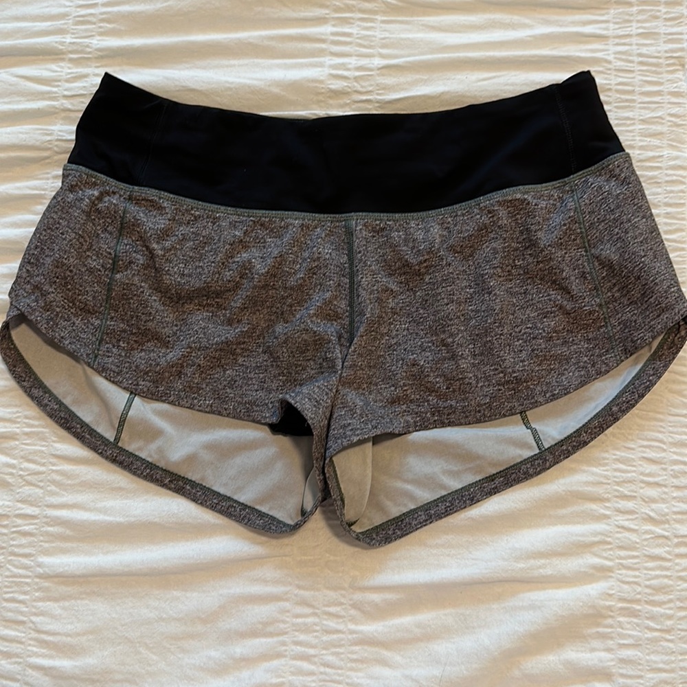 Gray Lululemon Speed Up 2.5 inch inseam shorts